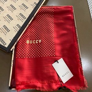 Red Gucci Scarf 55x 55 inches